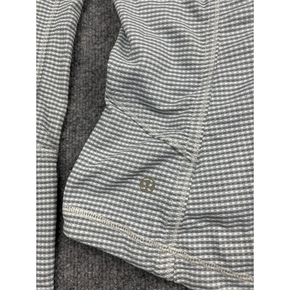 Lululemon Jacket Womens 4 Gray Gingham Full Zip Long Sleeve Athletic Lightweight